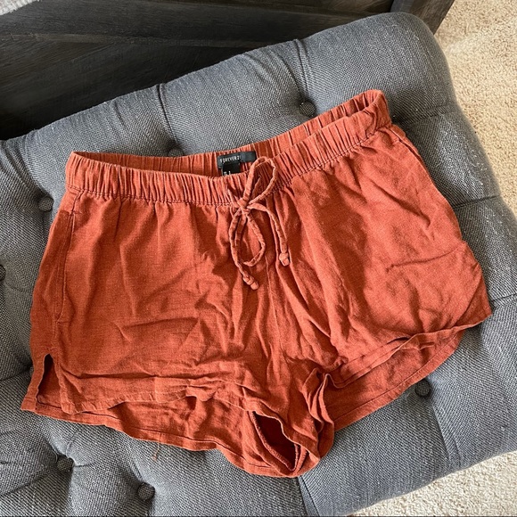 Rust Linen Shorts - Picture 5 of 7